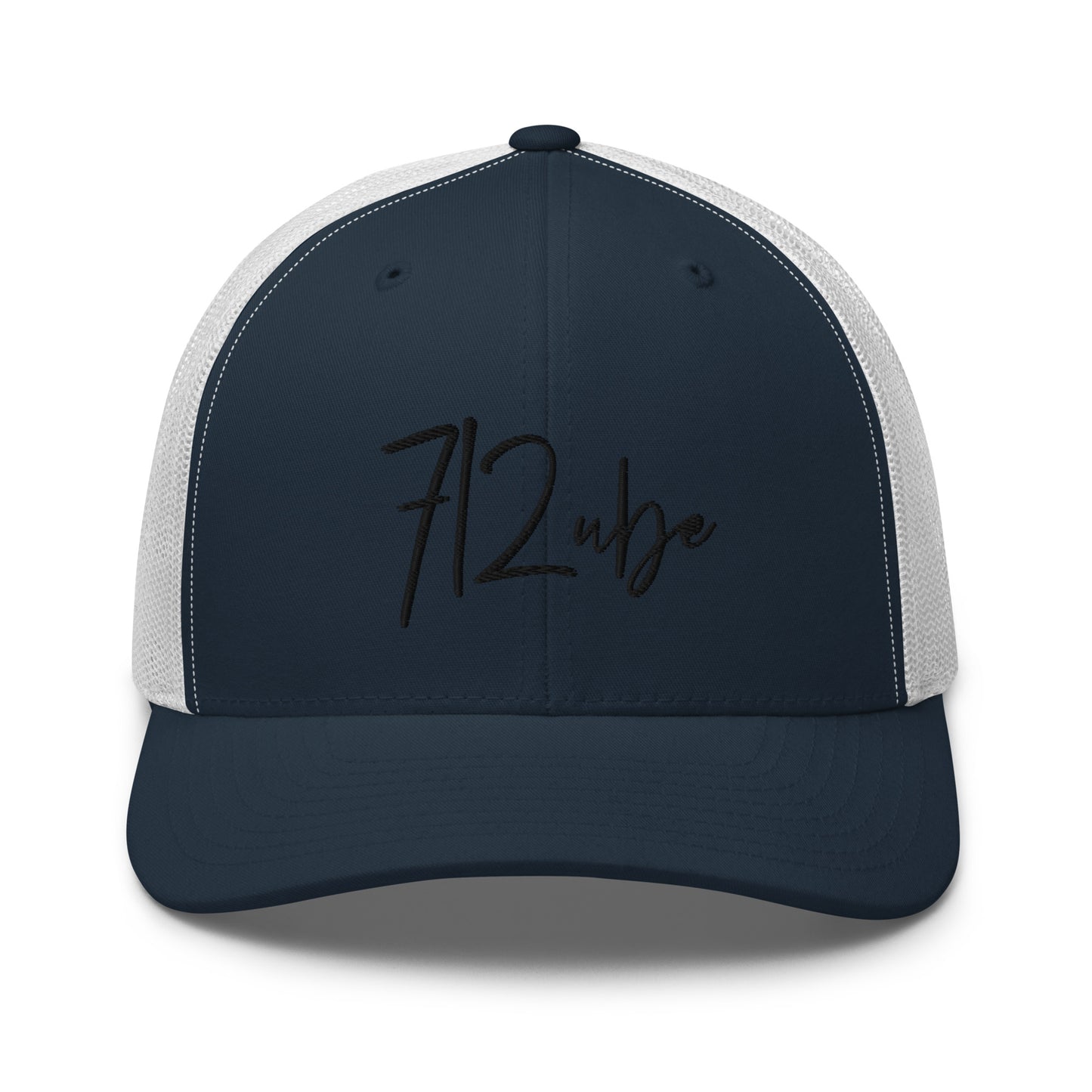 712ube Signature Series Embroidered Trucker Cap (Black Logo)