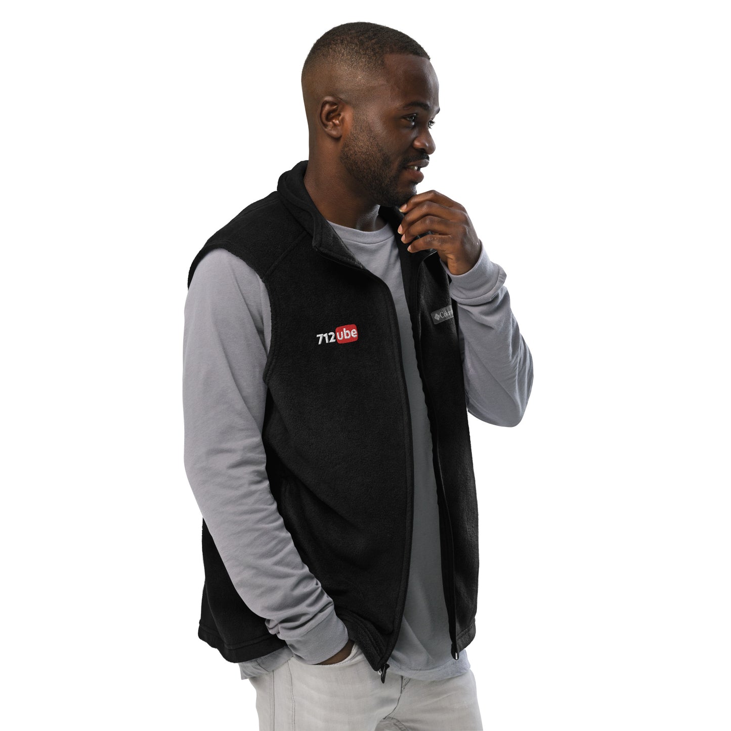 712ube x Columbia Men's Embroidered Fleece Vest (White Logo)