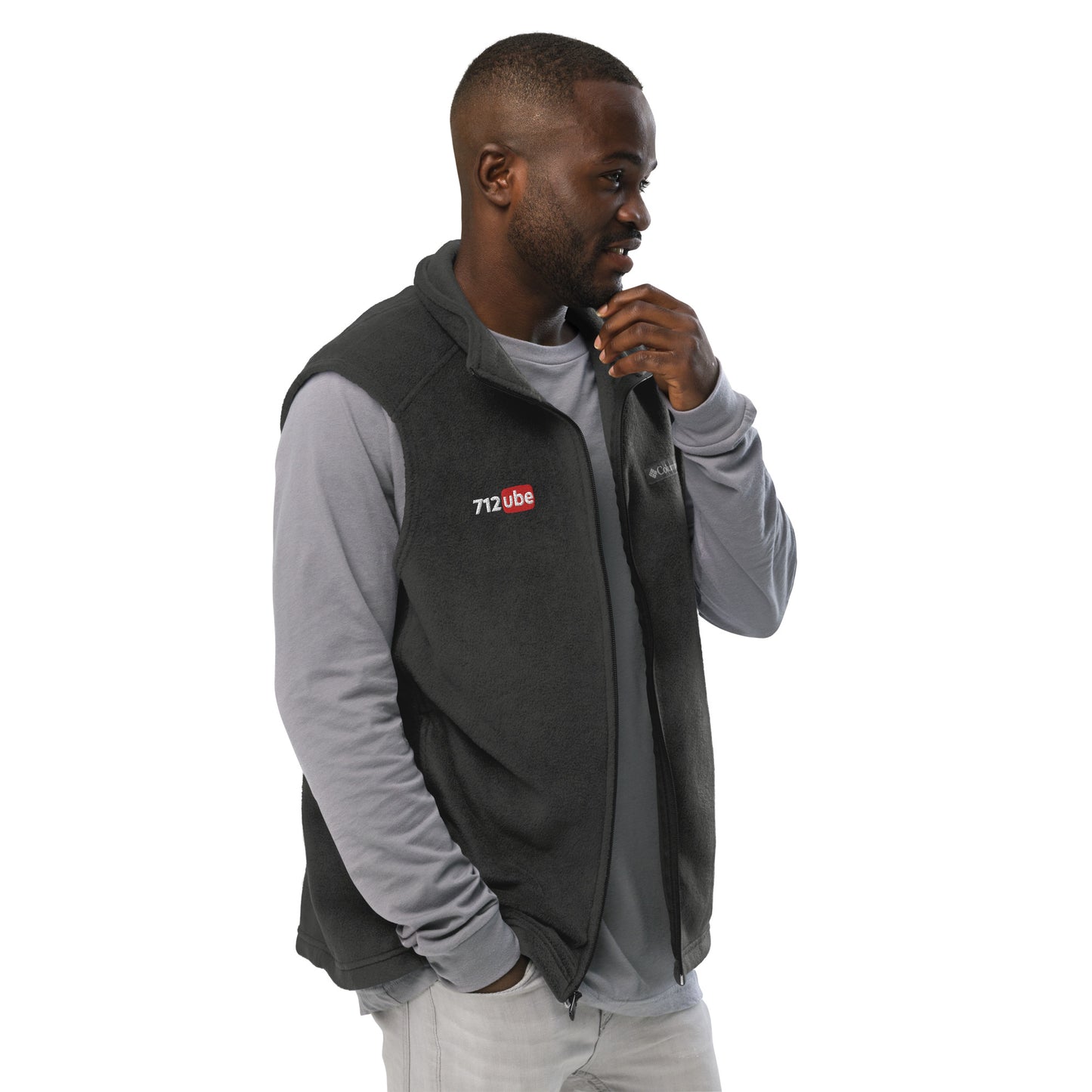 712ube x Columbia Men's Embroidered Fleece Vest (White Logo)